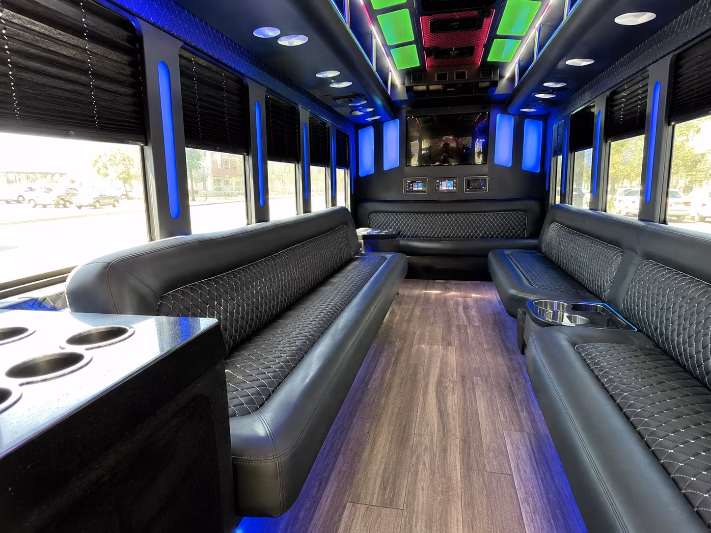 escondido 15 passenger party bus inside