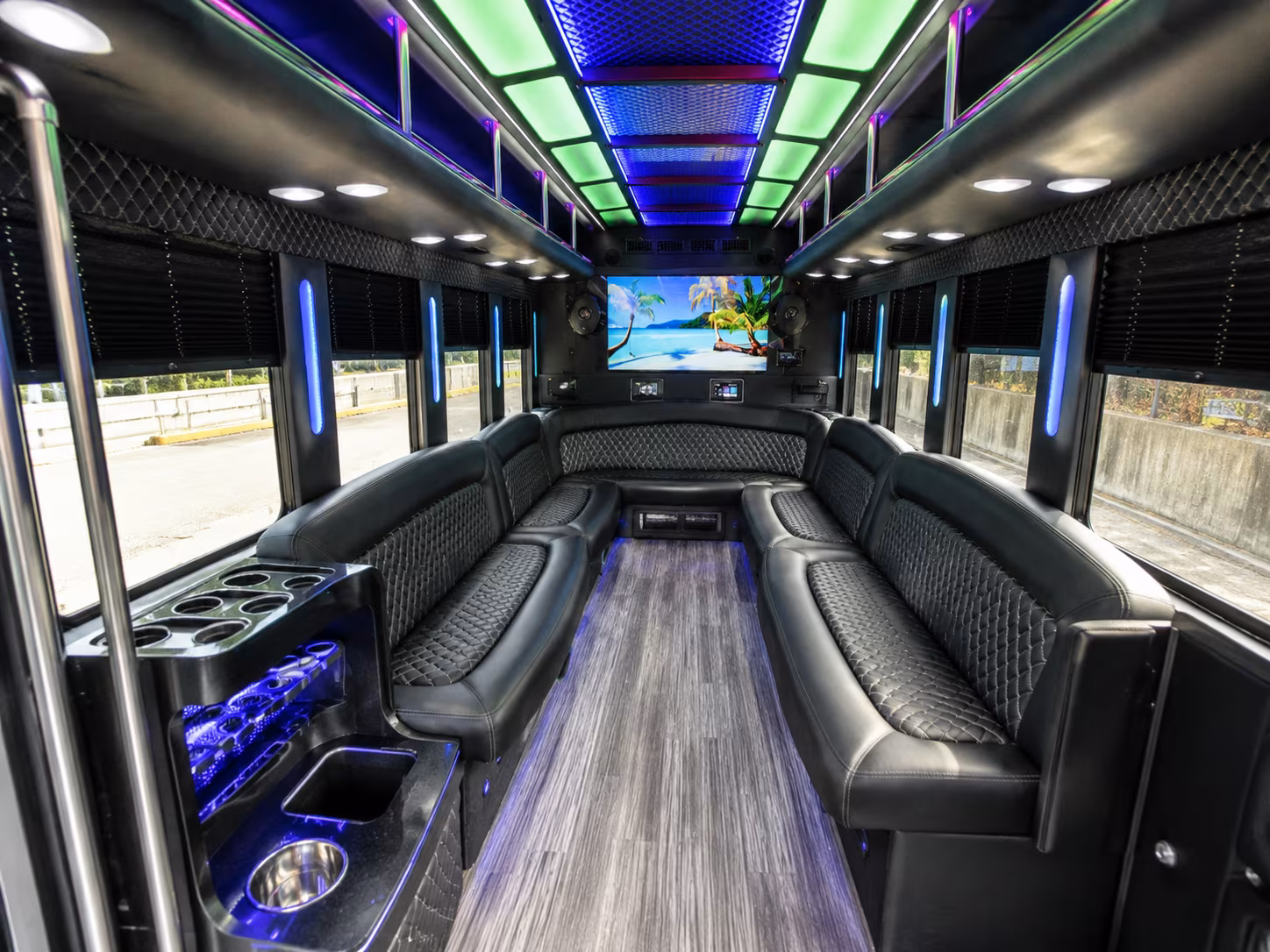escondido 18 passenger party bus inside