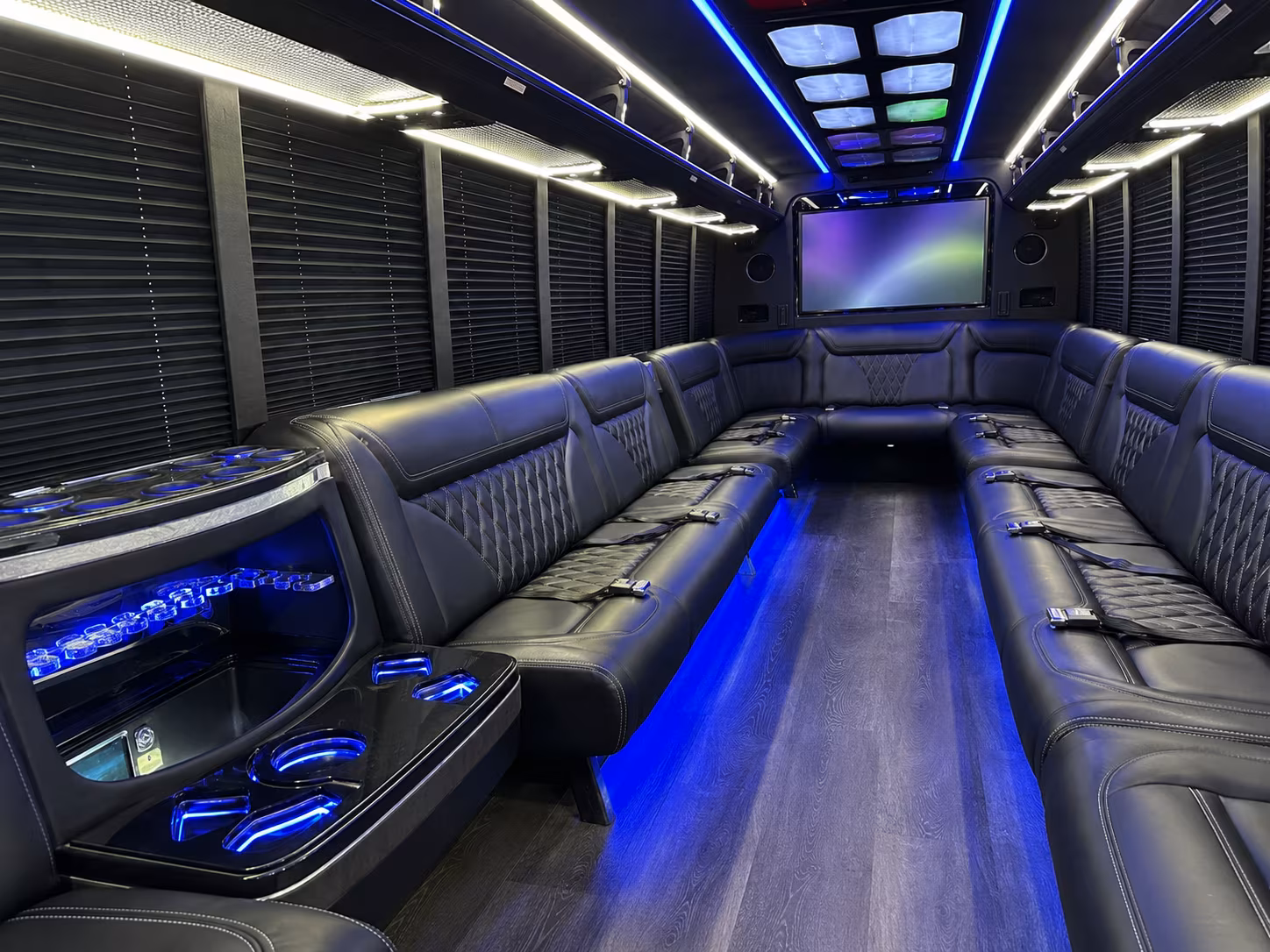 escondido 20 passenger party bus inside