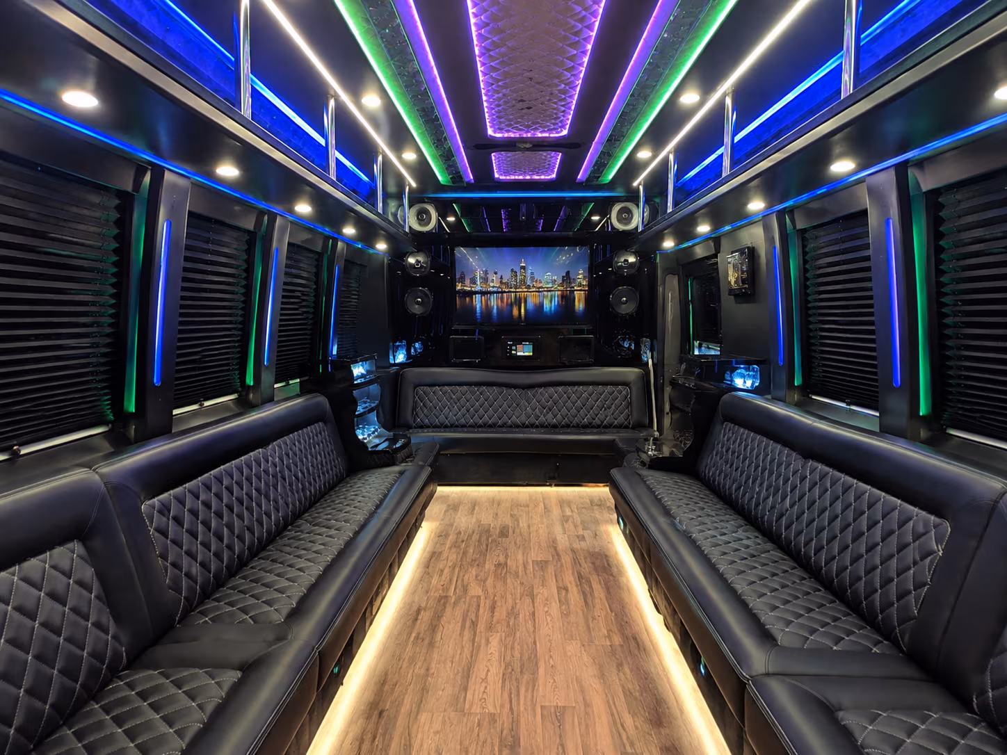 escondido 25 passenger party bus interior