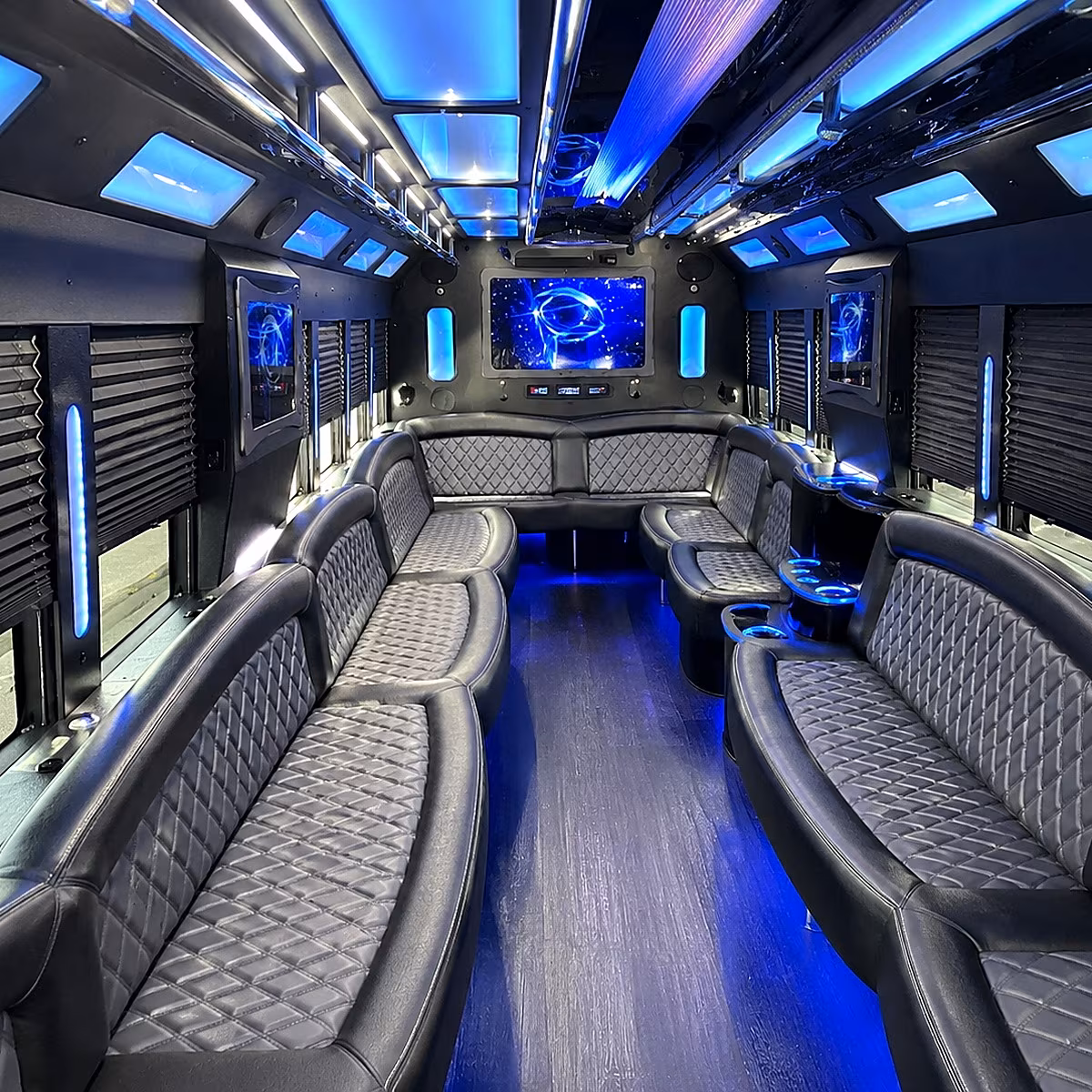 escondido 50 passenger party bus interior